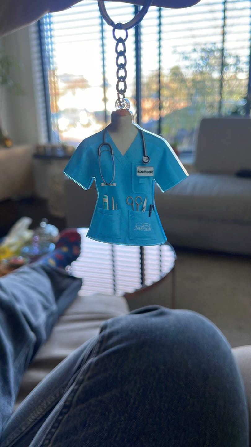 Customer photo review of Nurse Uniform Custom Name Personalized Keychain