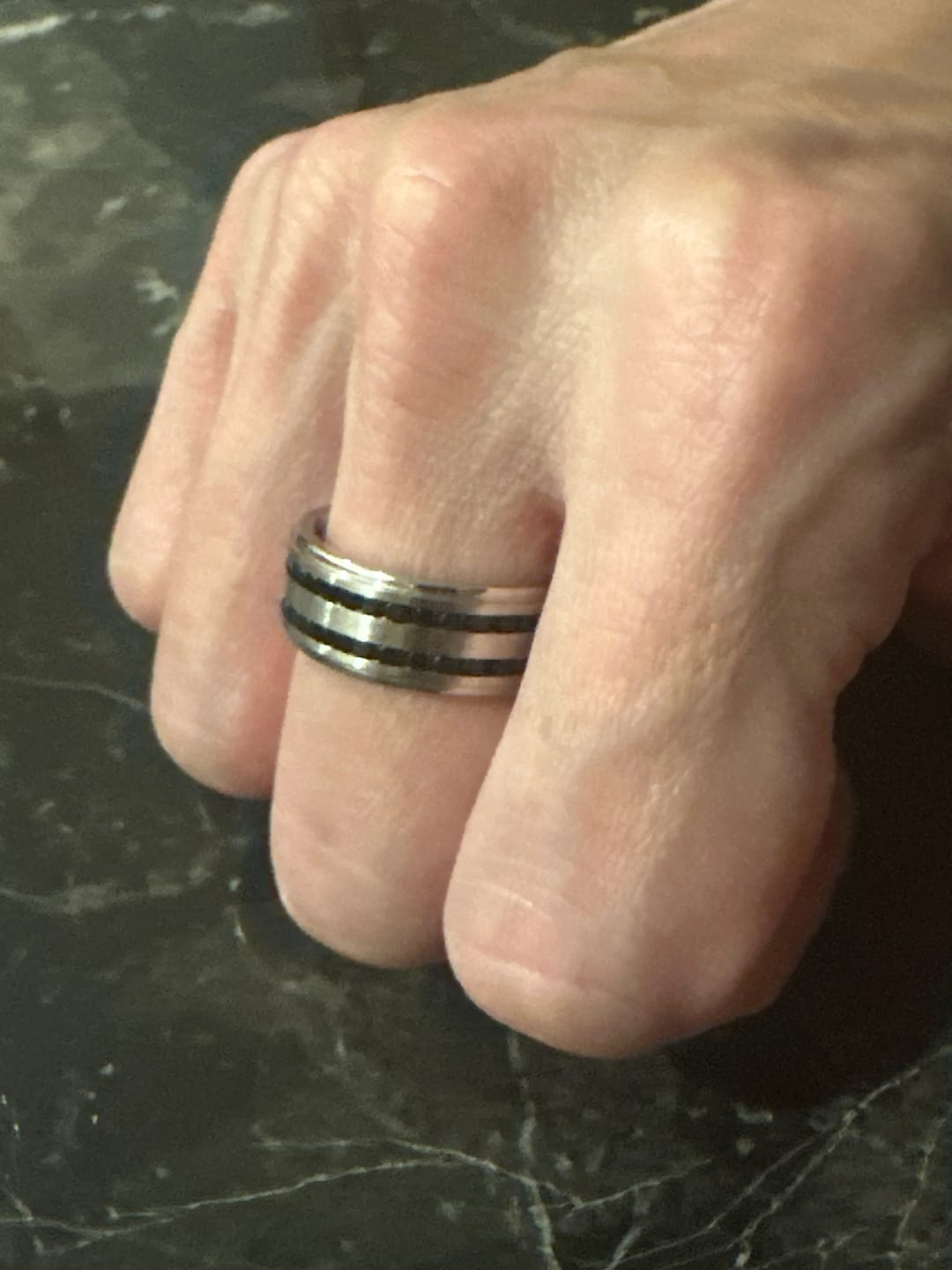 Customer photo review of Double Row Black Stone Matte Band