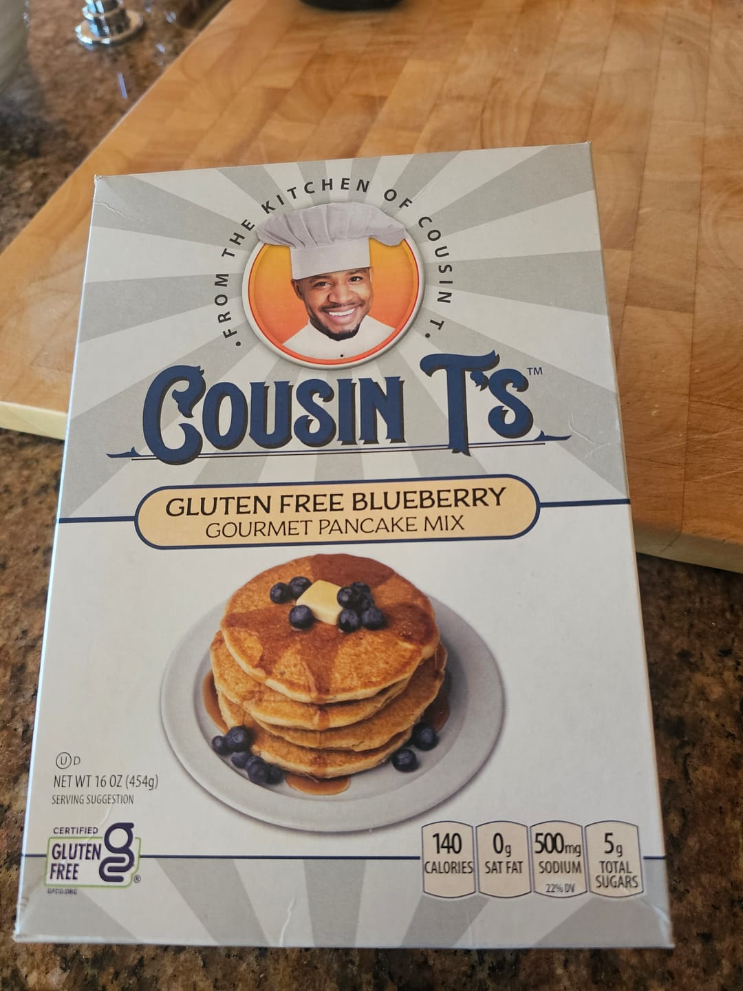 Customer photo review of Cousin T's Gourmet Gluten Free Blueberry Pancake Mix