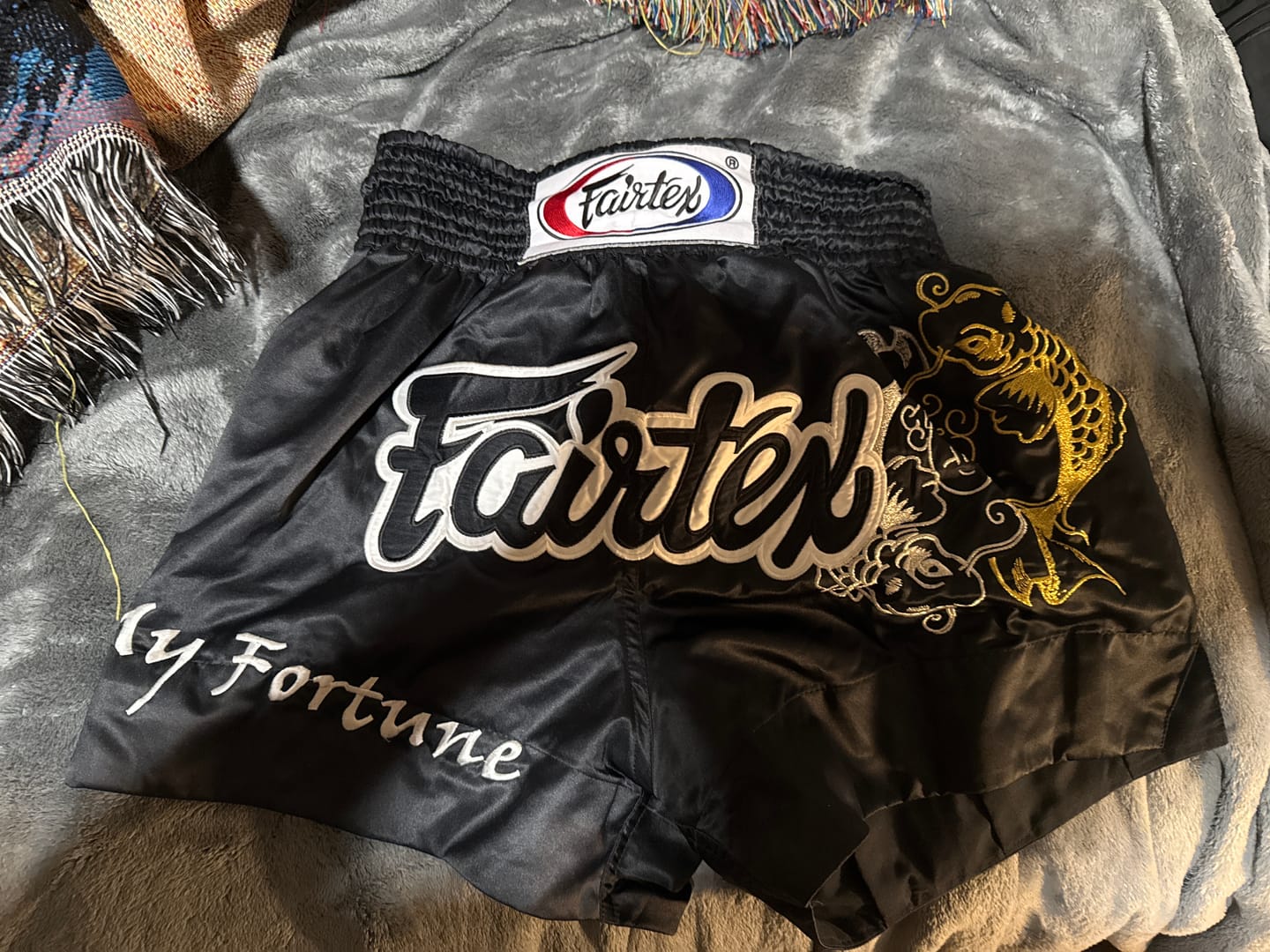 Customer photo review of Fairtex BS0639 Fortune Black Muay Thai Boxing Short