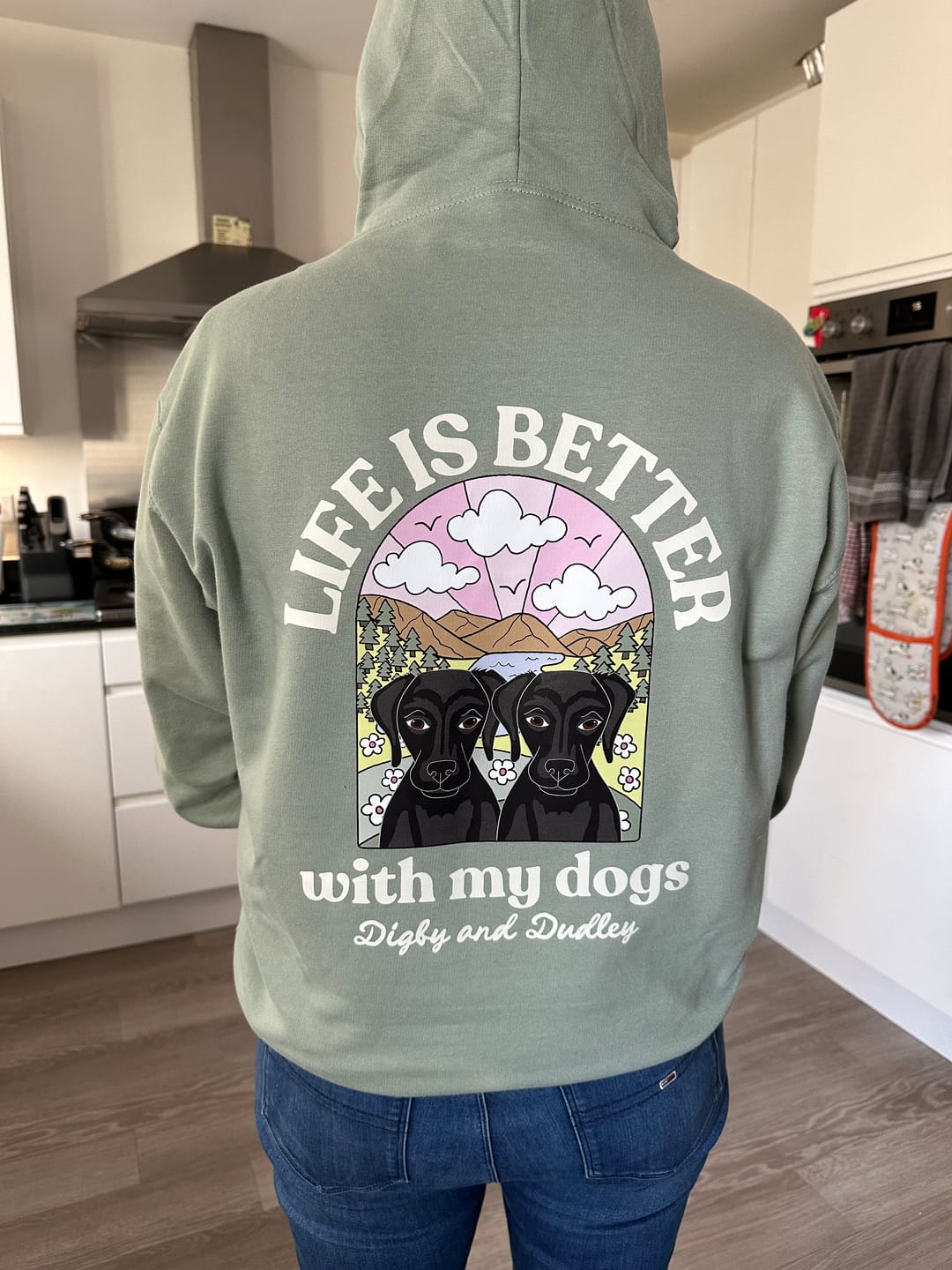 Customer photo review of Personalised Life is Better with your dog Hoody