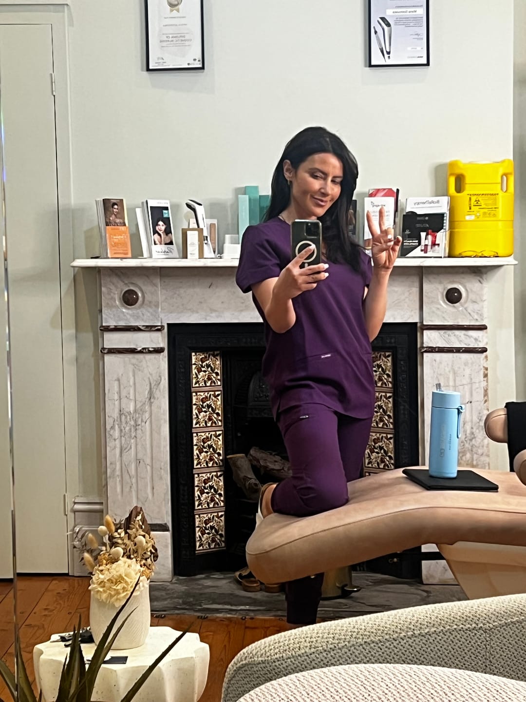 Customer photo review of LUCY Jogger Scrub Pants (Original SLTECH™ fabric) - Aubergine