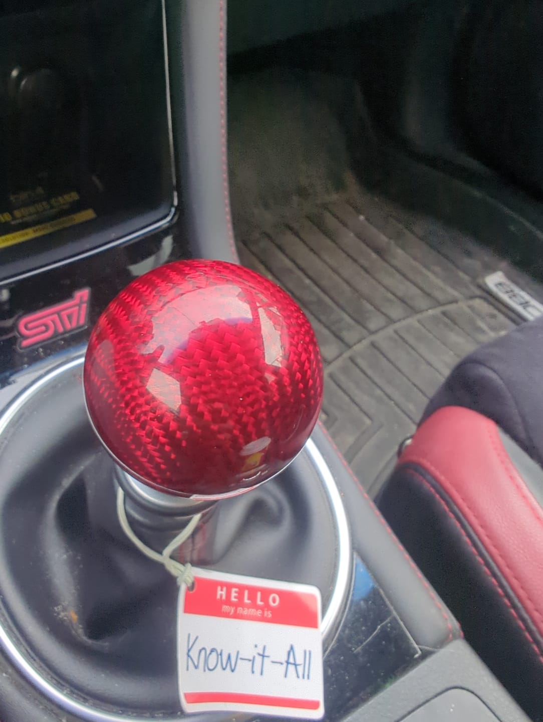 Customer photo review of Weighted Red Carbon Fiber Shift Knobs
