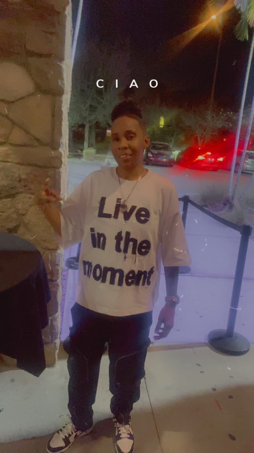 Customer photo review of Live in the Moment Fabric-on-Fabric Crop Tee (White) (WGM)