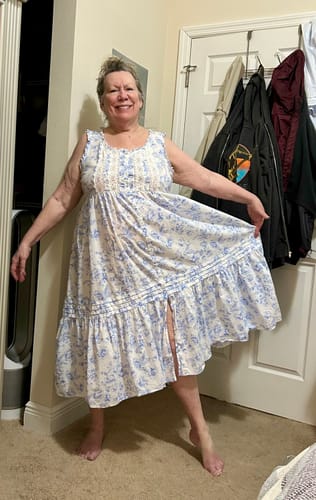 Customer photo review of EcoVero Pale Stripe Short Chemise