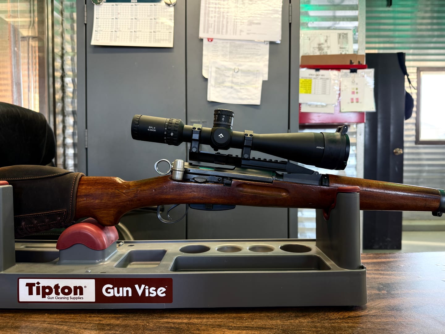 Customer photo review of Swiss K31 NDT (No Drill-Tap) Scope Mount Picatinny Rail with adjustable shell deflector