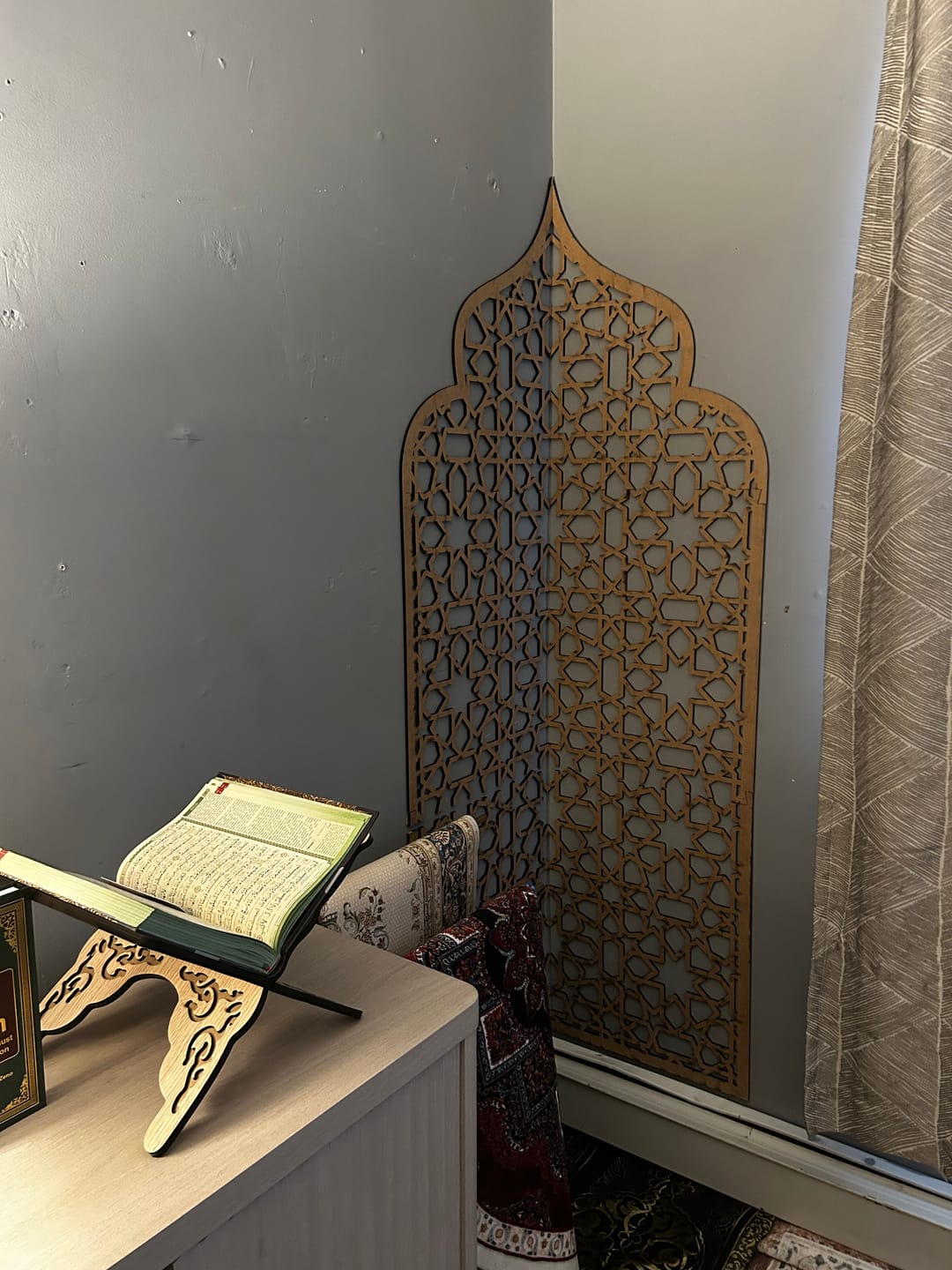 Customer photo review of Prayer Space Interior Mihrab with Geometric Design | 8-Pointed Star Motif