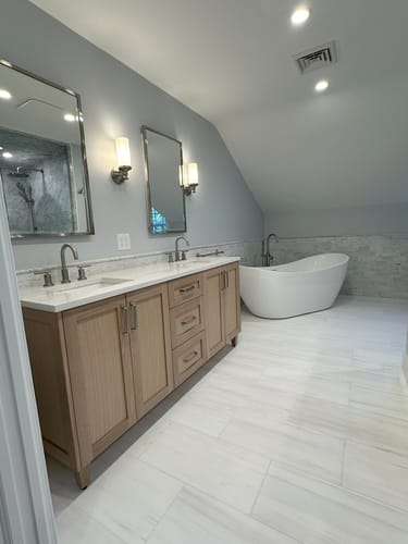 Customer photo review of Bridgeport 72" White Oak Bathroom Vanity, Double Sink