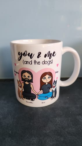 Customer photo review of You and Me (and the Dogs) Personalized Love Mug ❤️🐶