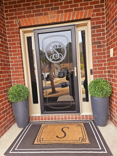 Customer photo review of Classy Classic: Metal Monogram Door Wreath Monogram Door Hanger Front Door Wreaths Front Door Decor Year Round Wreaths Oval Monogram Decorations