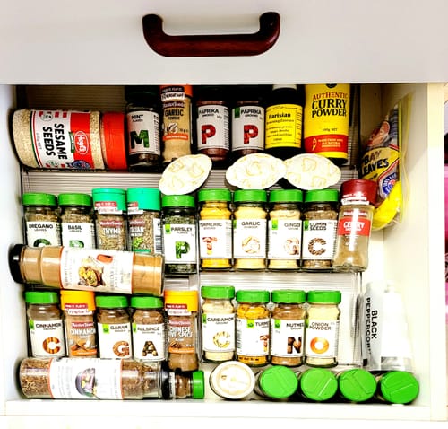 Customer photo review of Expandable In-Drawer Spice Rack
