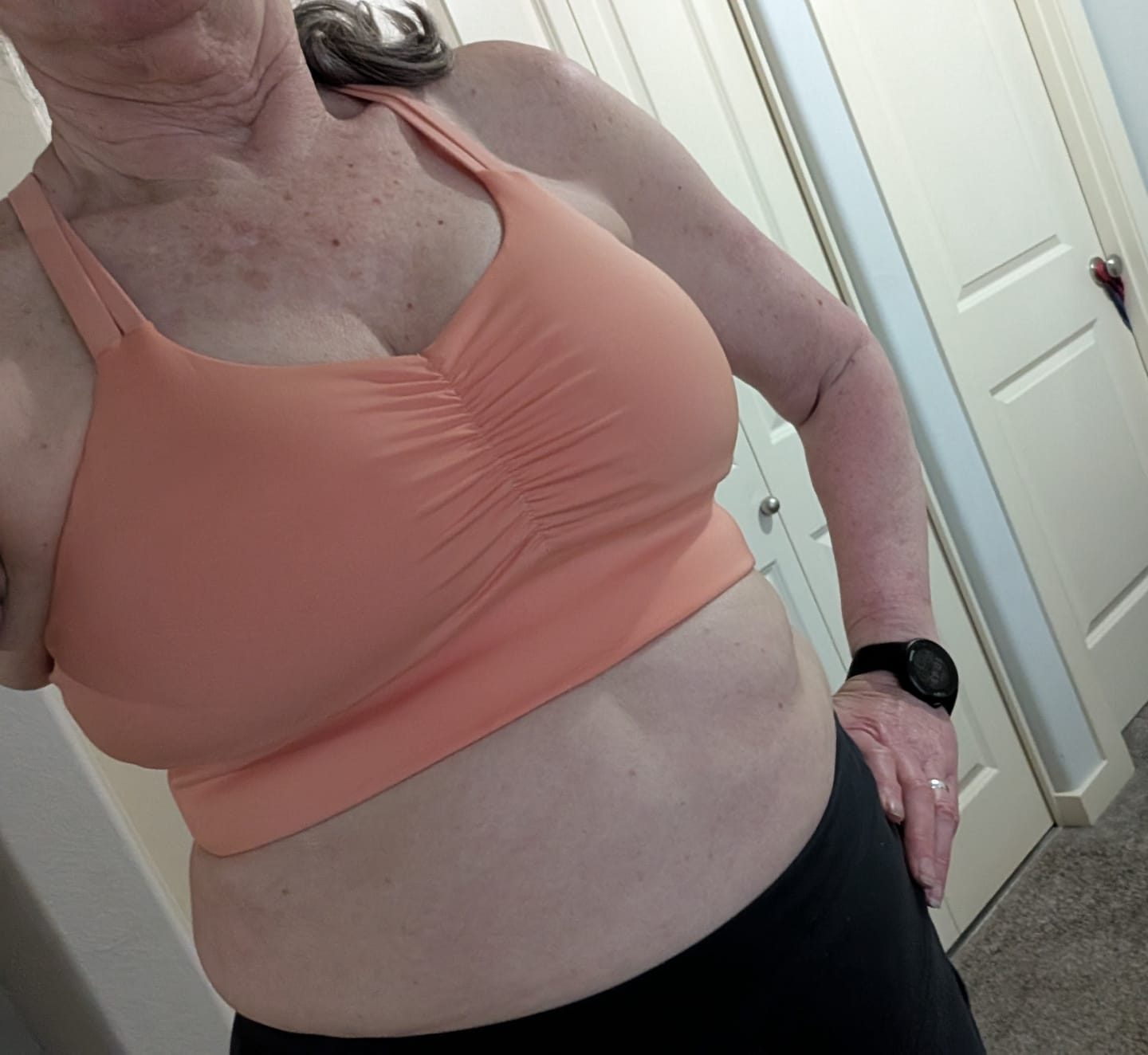Customer photo review of Double Down Bra – Papaya