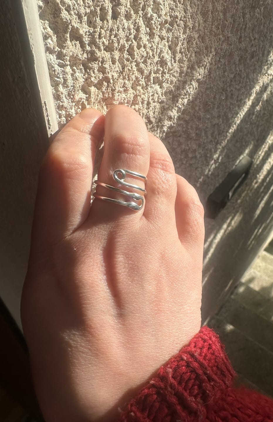 Customer photo review of Safety Pin Ring Sterling Silver