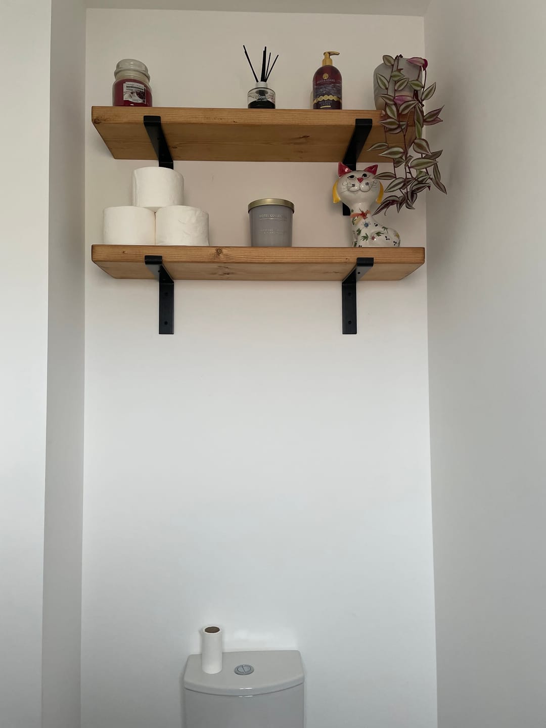 Customer photo review of Set of 2 | Rustic Wooden Wall Shelves with Industrial Style Bracket | 22.5cm depth