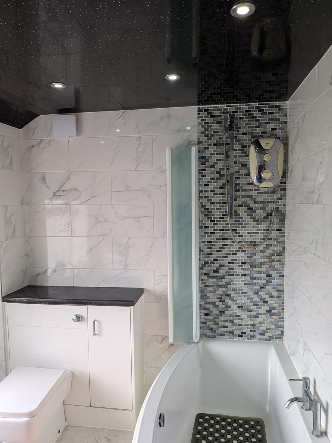 Customer photo review of 10mm Black Sparkle Gloss Shower Panel 1M x 2.4M