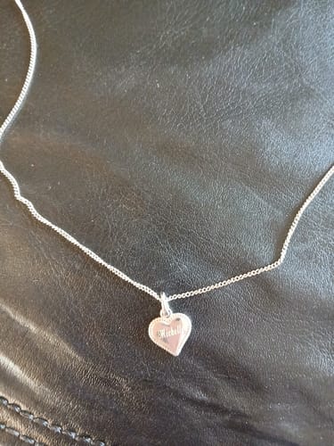 Customer photo review of Beaded Heart Pendant Necklace in Silver