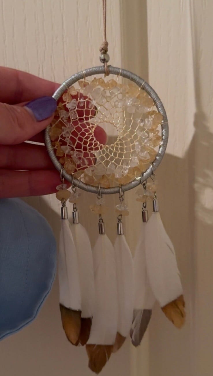 Customer photo review of Olivenorma Citrine Clear Crystal Beaded Braided Feather Dream Catcher