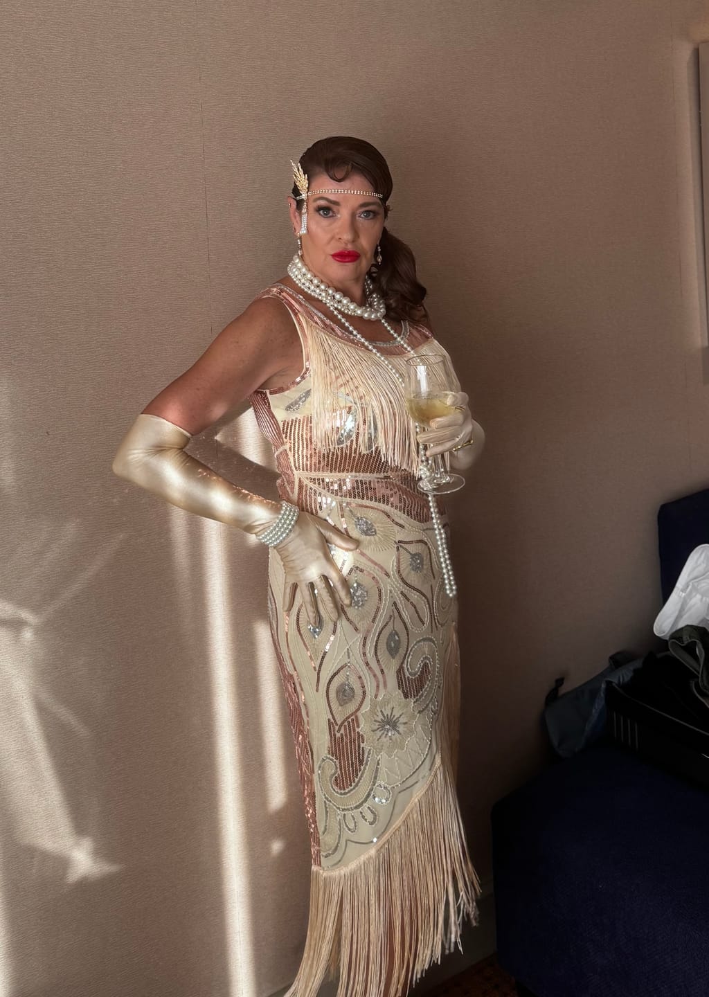 Customer photo review of Frankie 1920's Gatsby Dress - Cream