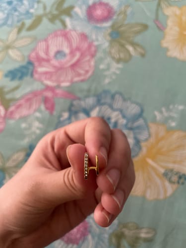 Customer photo review of 2 PIERCING ILLUSION EARRINGS - 18K GOLD-PLATED