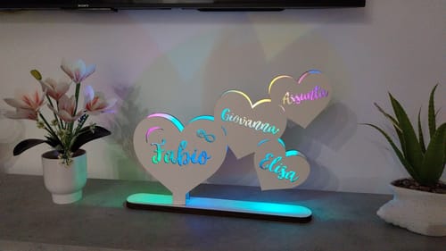 Customer photo review of Lampada Cuore Mio Personalizzata con Nomi della Famiglia o Coppia