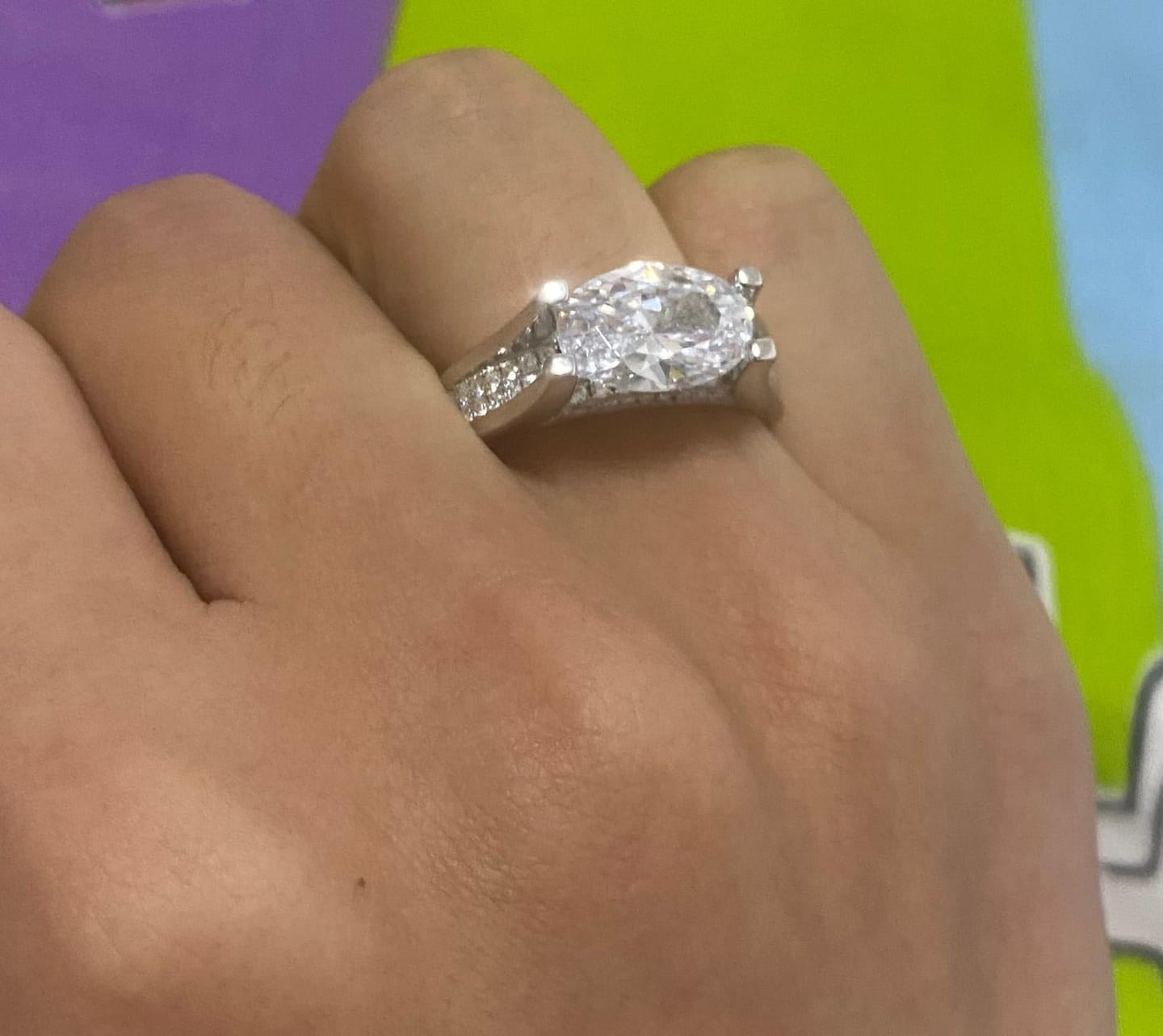 Customer photo review of Solarii New Arrived 5.0ct Oval Cut Engagement Ring