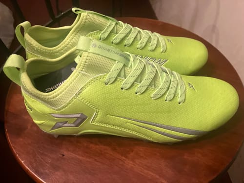 Customer photo review of Quantum Speed: Football Cleats - Slime - Team Colors