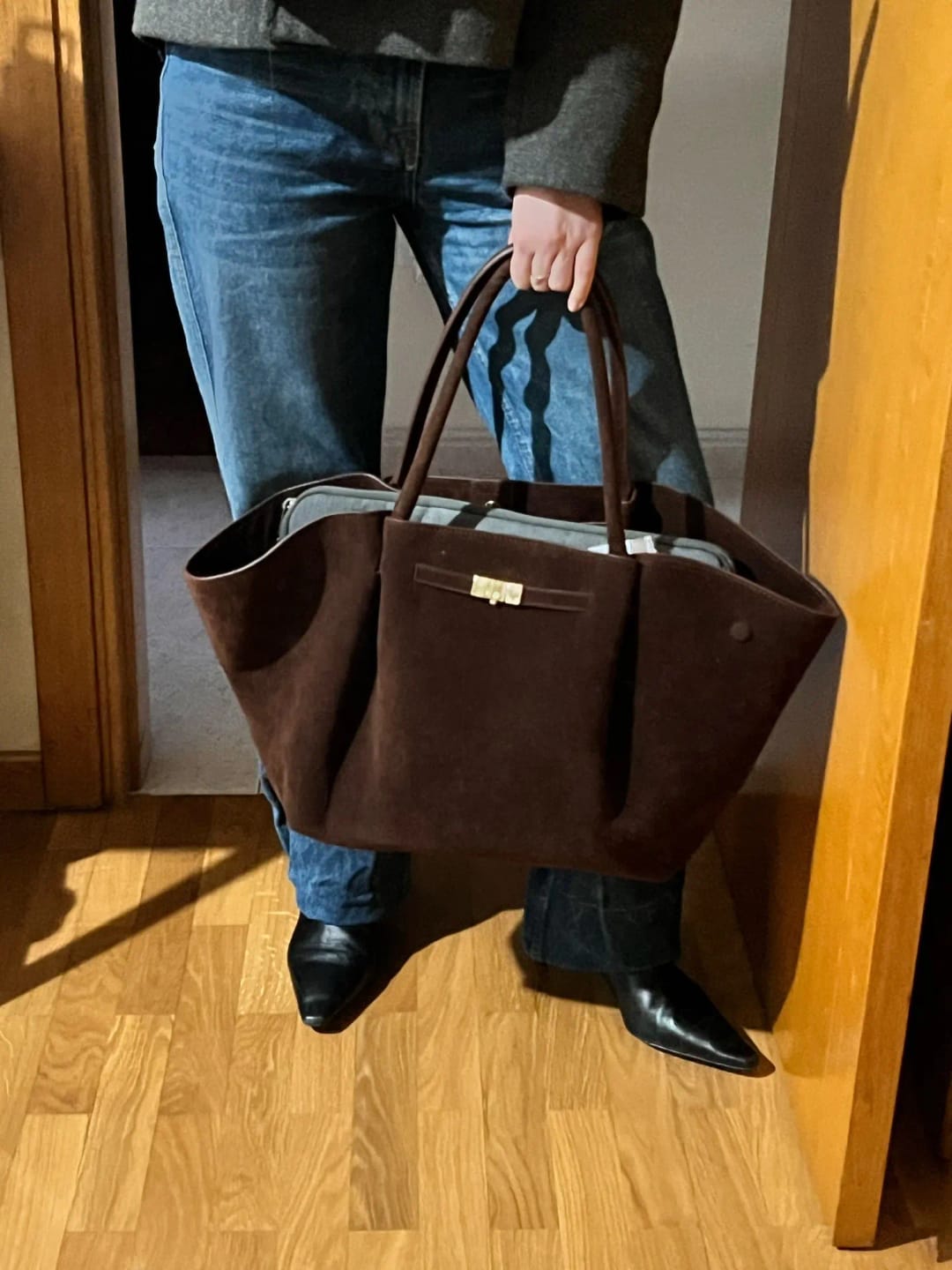 Customer photo review of Melanie Faux Suede Bag