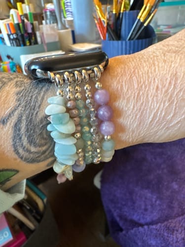 Customer photo review of Seaside Dreams Stretch Apple Watch Strap