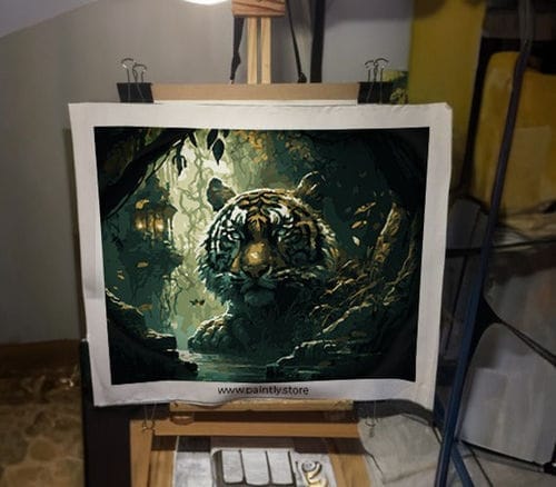 Customer photo review of Blue-Eyed Apex of the Jungle (Paint by Numbers)