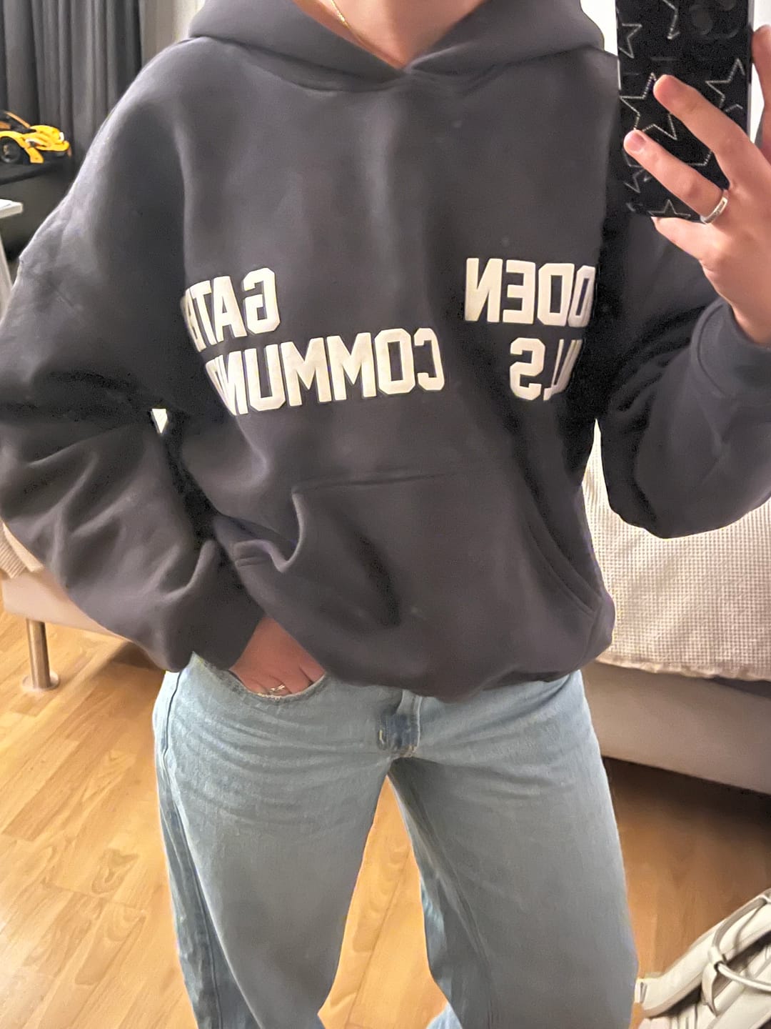 Customer photo review of GATED COMMUNITY HOODIE DARK GREY
