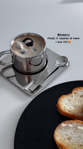 Customer photo review of Venice Mirror Cup with a Saucer & Spoon