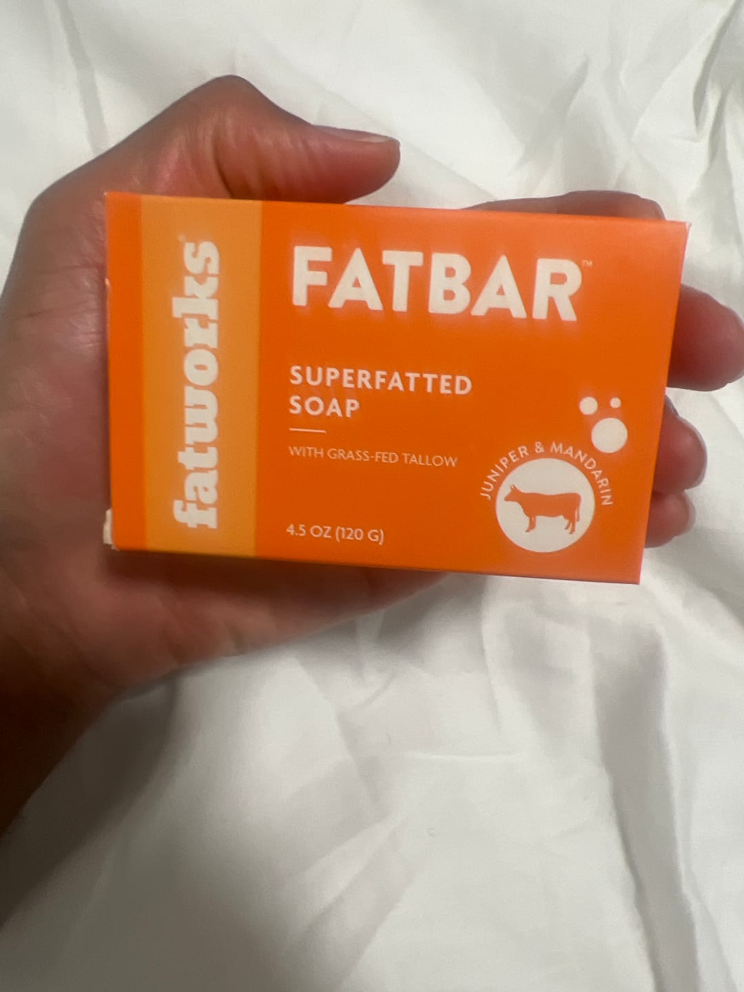 Customer photo review of FATBAR™ Juniper&Citrus (4.25 oz) - Grass-Fed Tallow Soap Bar