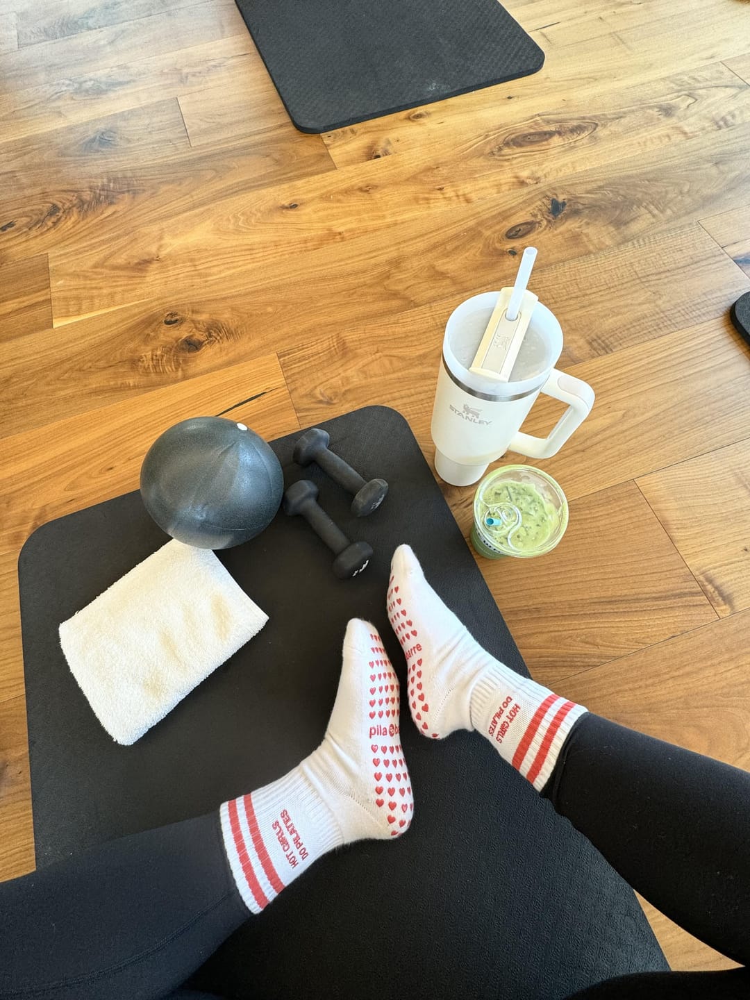 Customer photo review of Hot Girls Do PILATES Socks - WHITE/RED