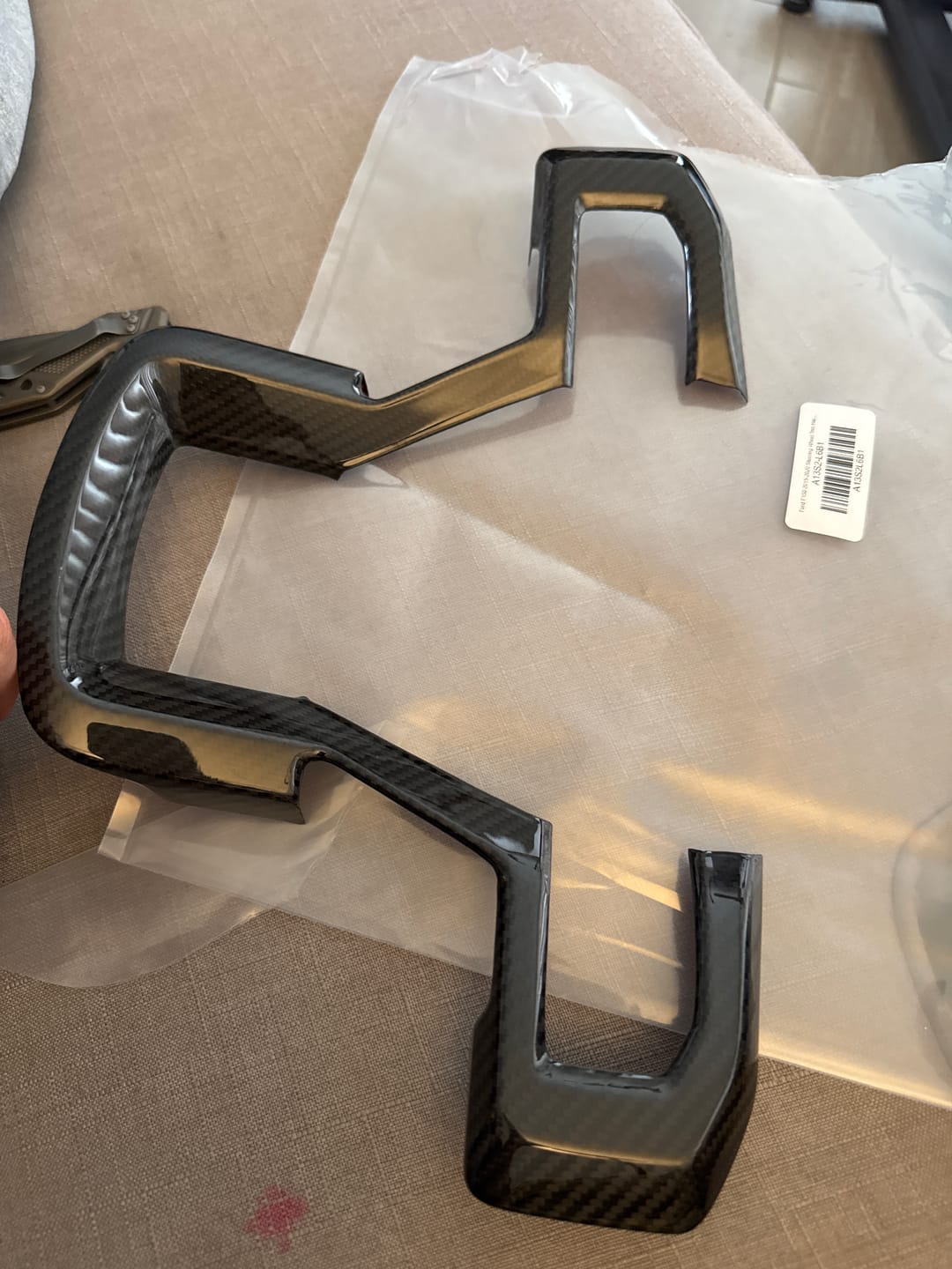 Customer photo review of Ford F150 2015-2020 Steering Wheel Trim Hard Carbon Fiber Cover
