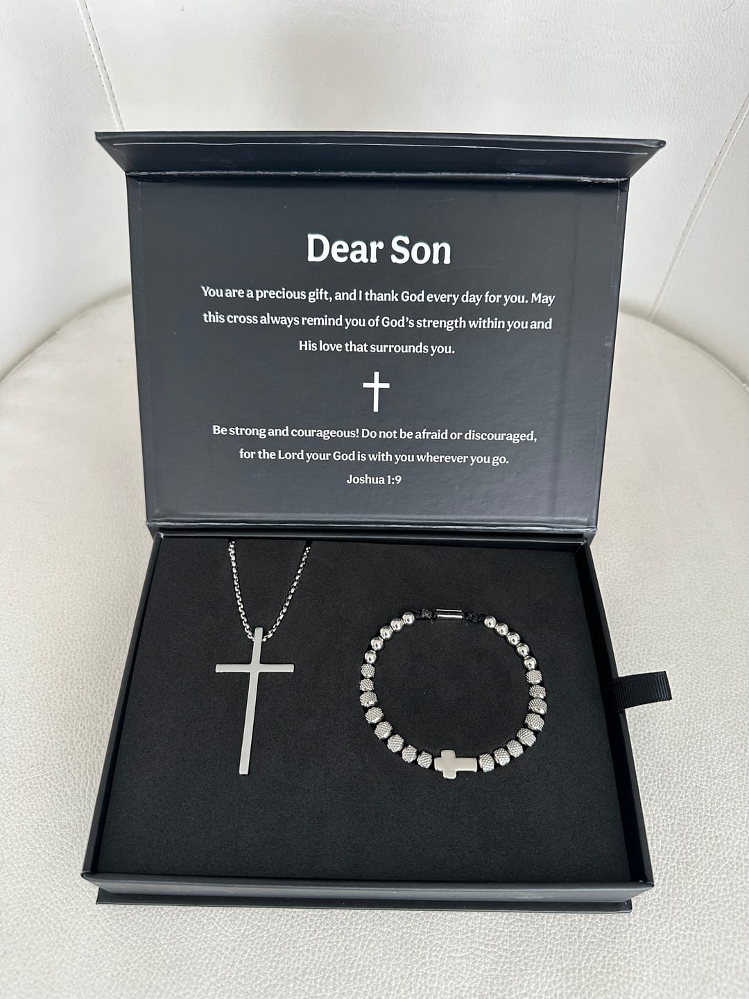 Customer photo review of Beyond Love Cross Bracelet & Necklace - To My Son