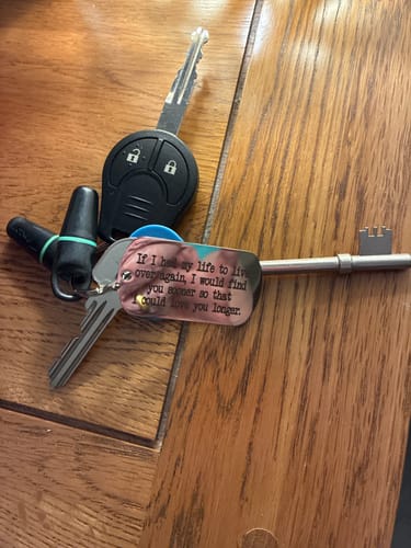 Customer photo review of I Could Love You Longer Keyring