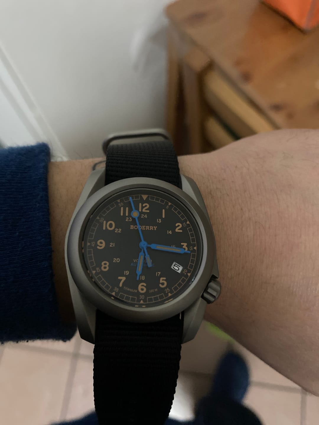 Customer photo review of VOYAGER - 100M Waterproof Titanium Automatic Field Watch | Vintage Noir