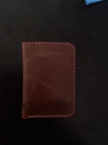 Customer photo review of The Tyler Vertical Wallet - Chestnut Brown