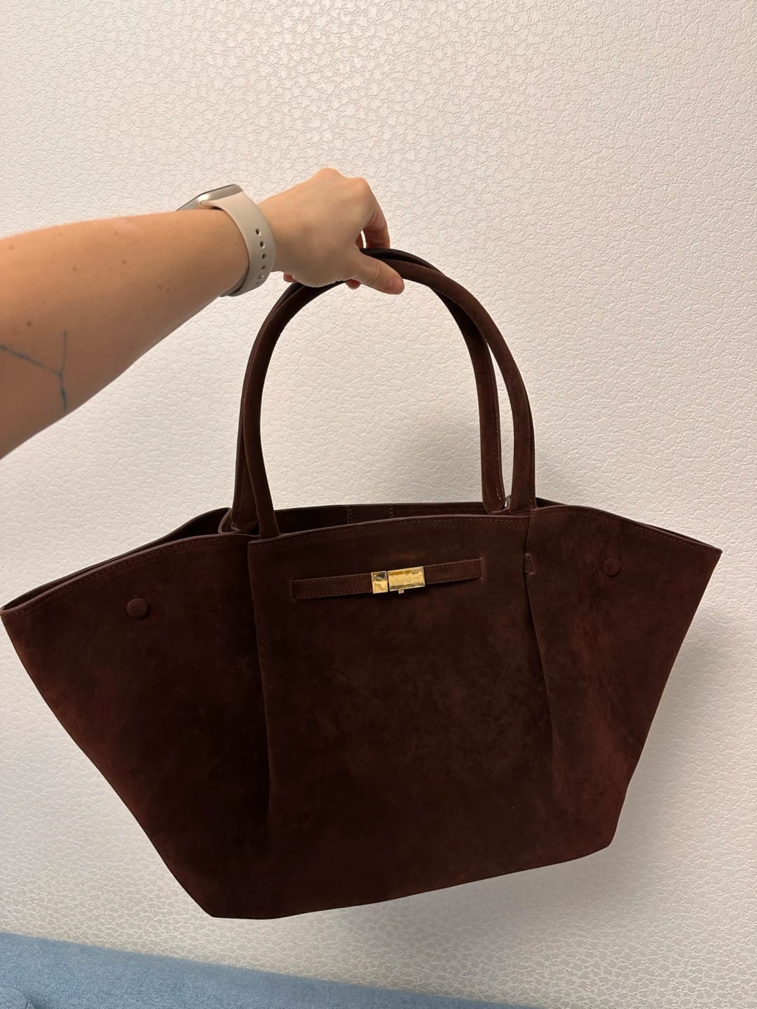 Customer photo review of Melanie Faux Suede Bag