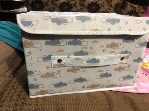 Customer photo review of Storage Box with Lid- Dreamy Clouds Warm Neutral tones