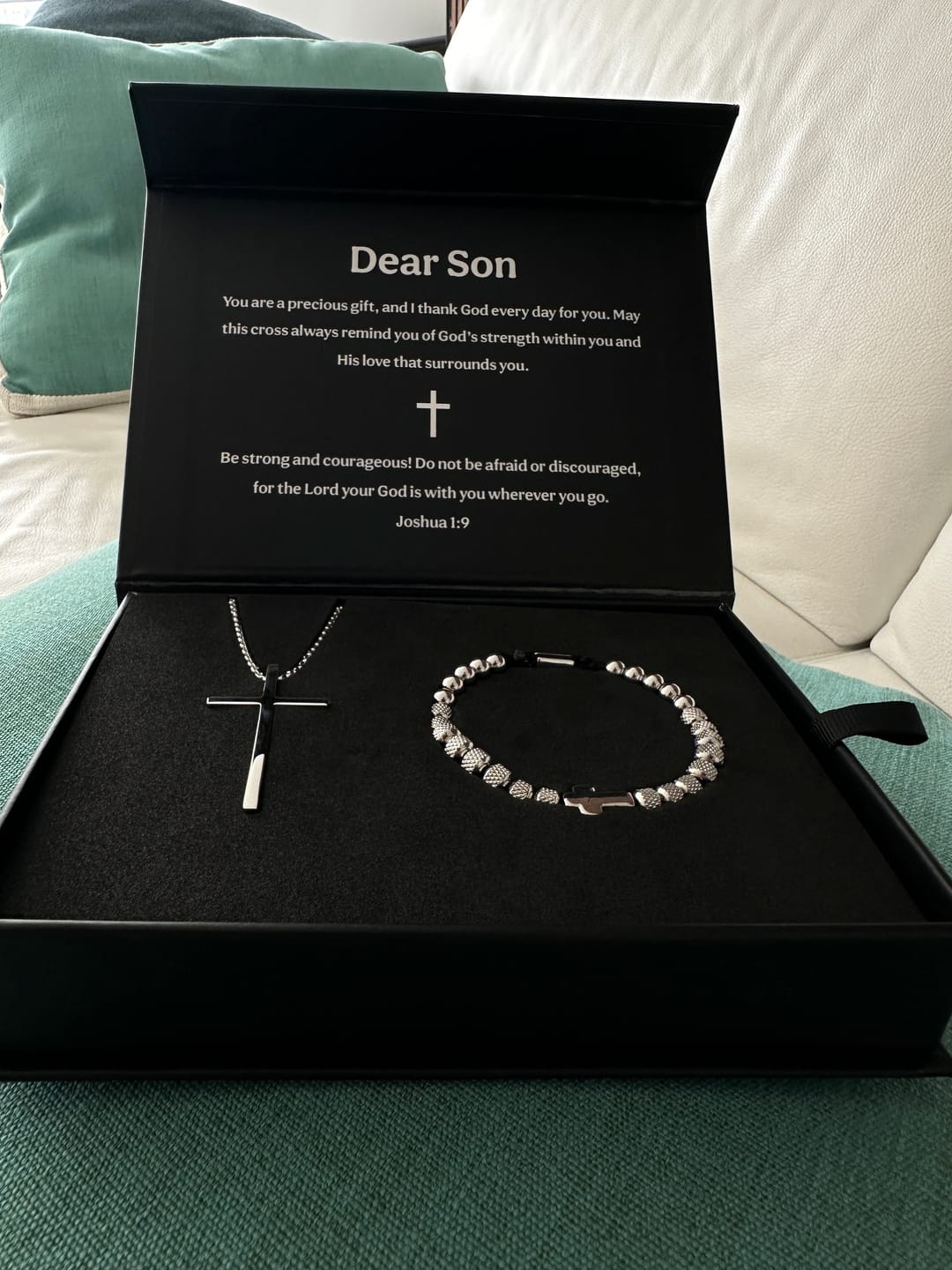 Customer photo review of Beyond Love Cross Bracelet & Necklace - To My Son