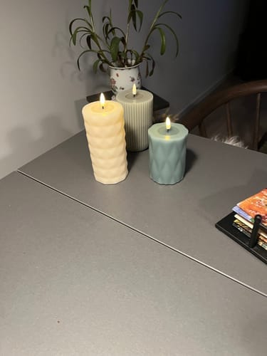 Customer photo review of Solid Stripe LED Bloklys Ø 8 X 12,5 Cm Sand