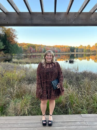 Emma P. review of Chouette Ruffle Mini Dress by Mac Duggal - RENTAL image 1 out of 1