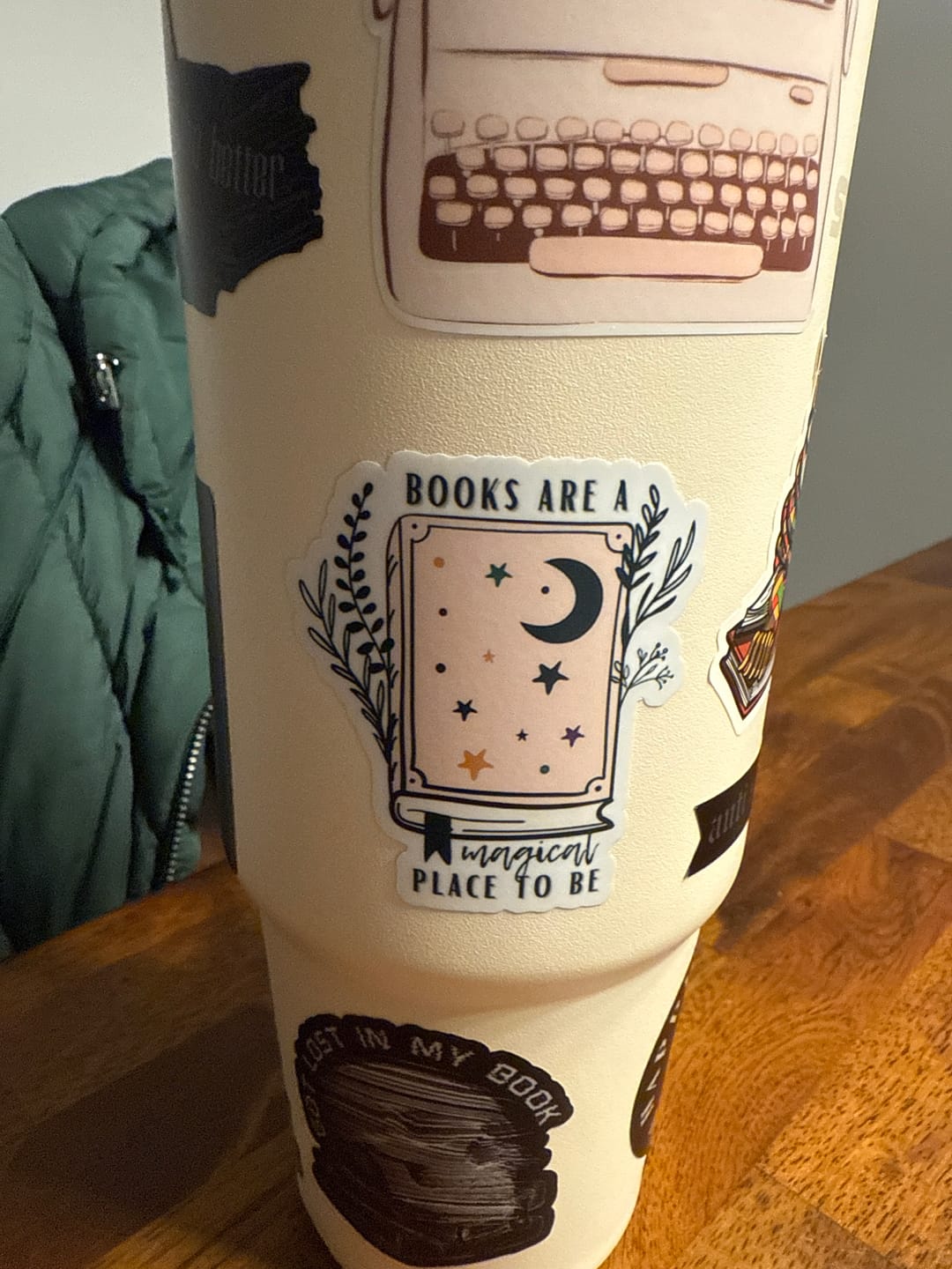 Customer photo review of books are a magical place to be sticker