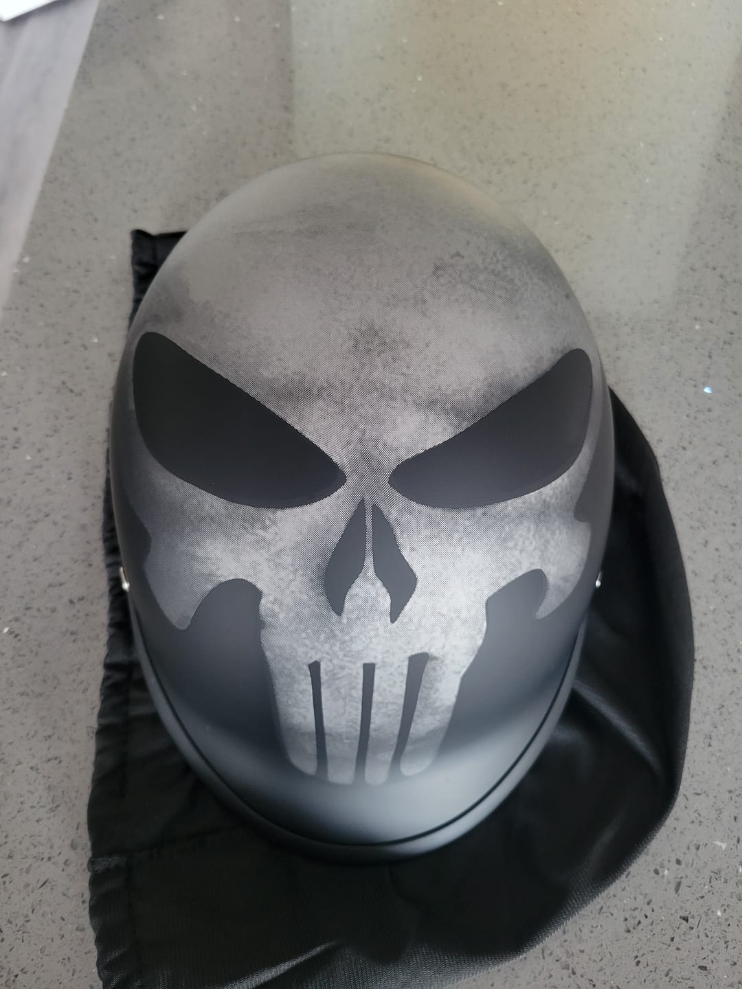 Customer photo review of Low Profile Reversible DOT Polo Helmet / Punisher