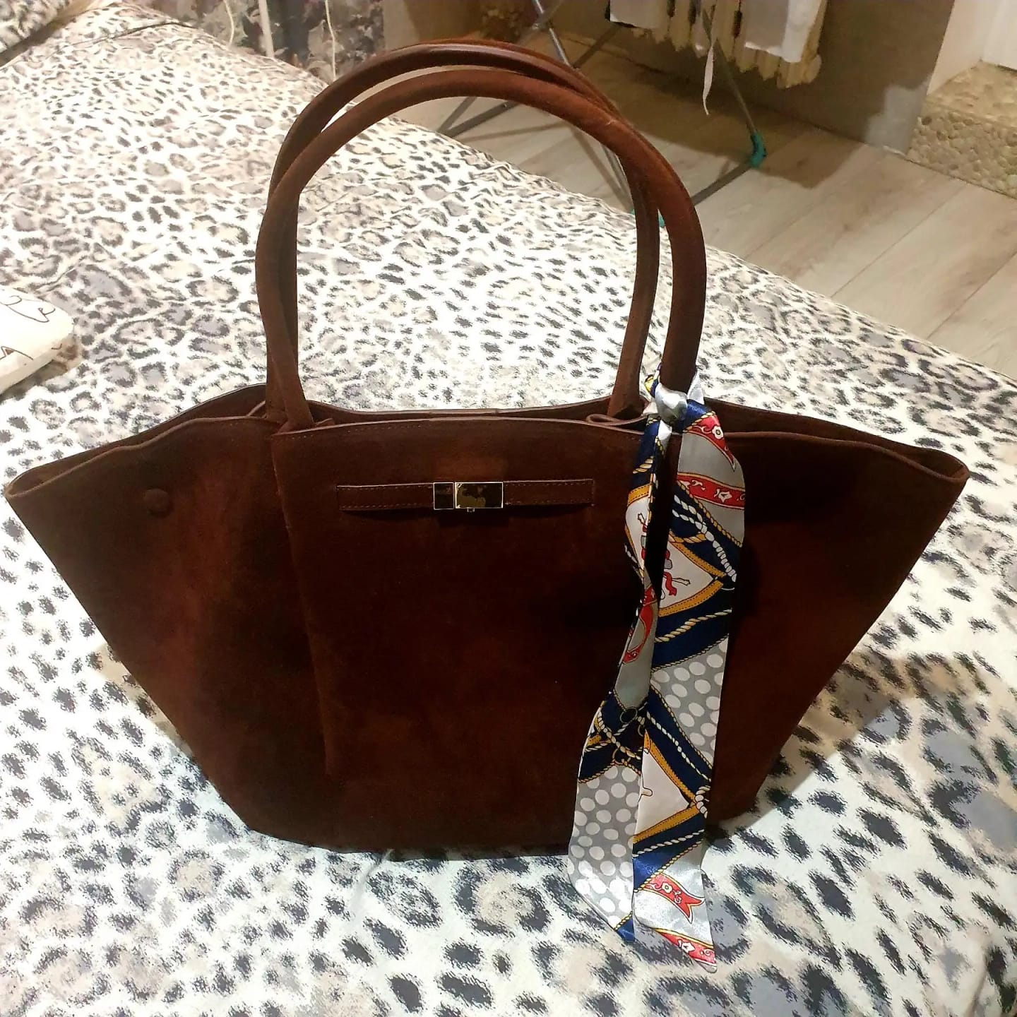 Customer photo review of Melanie Faux Suede Bag