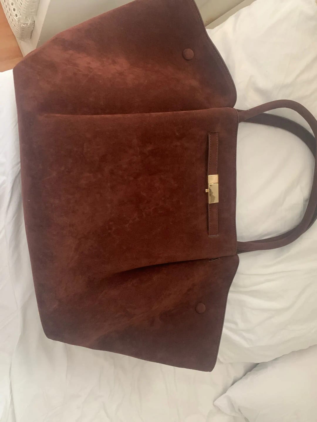 Customer photo review of Melanie Faux Suede Bag