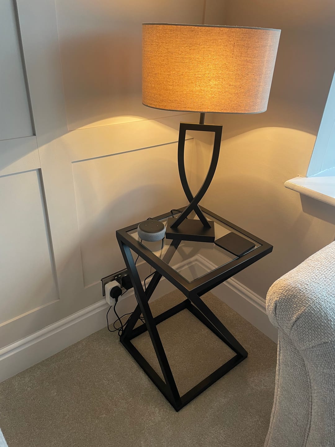 Customer photo review of Twisted Glass Matte Black Side Table
