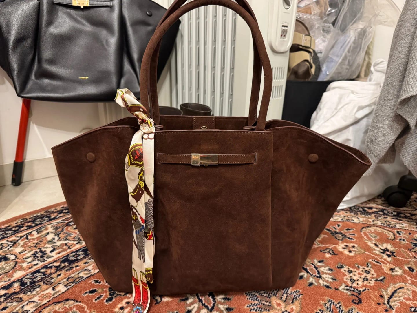 Customer photo review of Melanie Faux Suede Bag