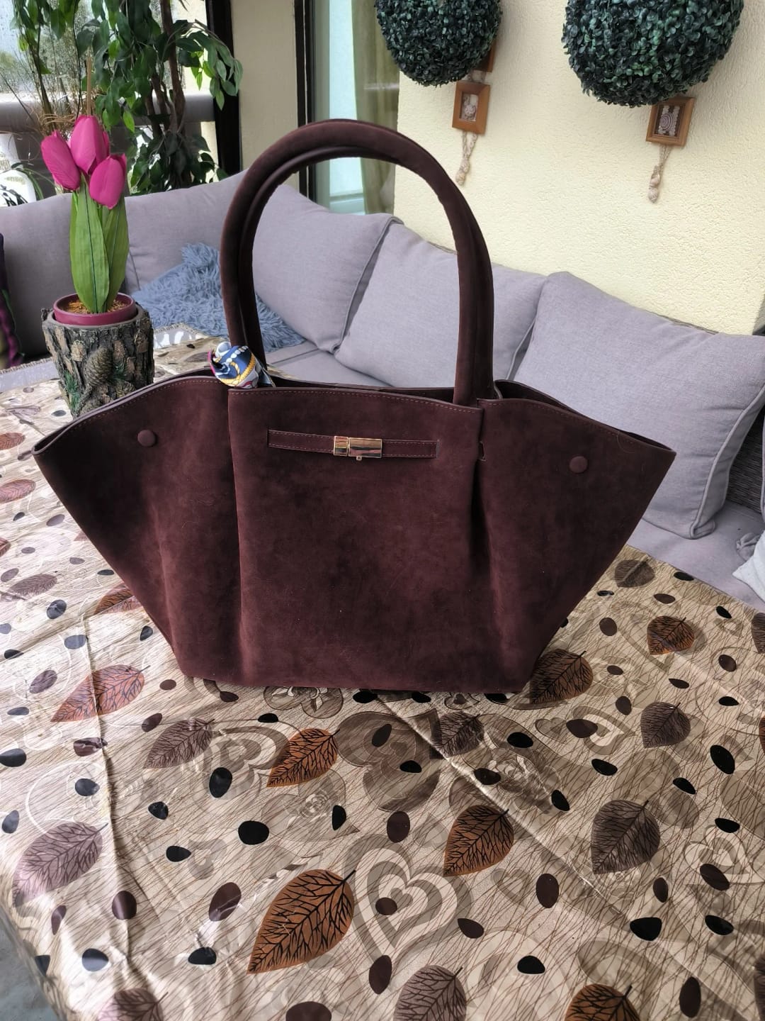 Customer photo review of Melanie Faux Suede Bag